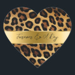 Chic Brown Gold Leopard Wedding Heart Sticker<br><div class="desc">Chic Brown Gold Leopard Wedding</div>