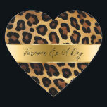 Chic Brown Gold Leopard Wedding Heart Sticker<br><div class="desc">Chic Brown Gold Leopard Wedding</div>