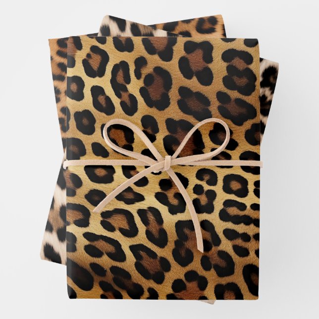 Chic Brown Gold Leopard   Wrapping Paper Sheet (In situ)