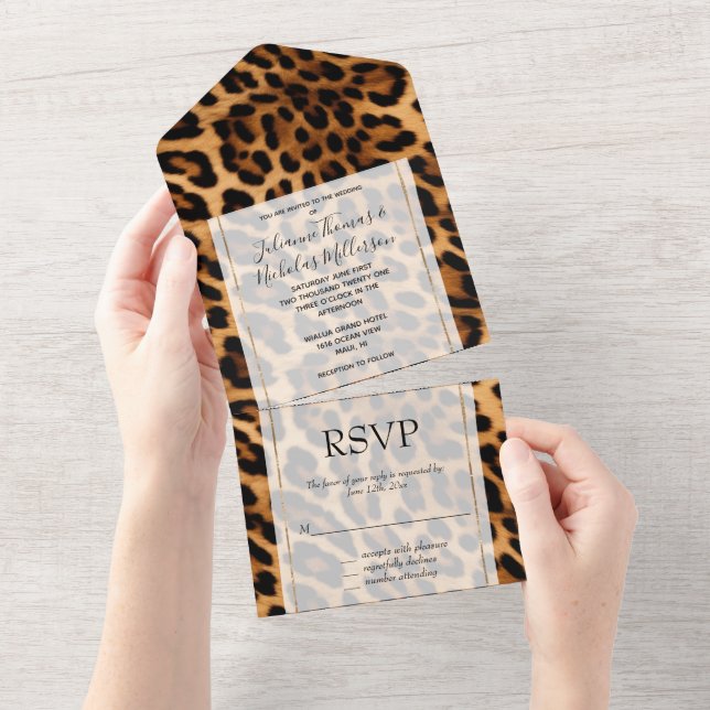 Chic Brown Leopard    All In One Invitation (Tearaway)
