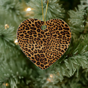 Chic Brown Leopard Print Ceramic Ornament