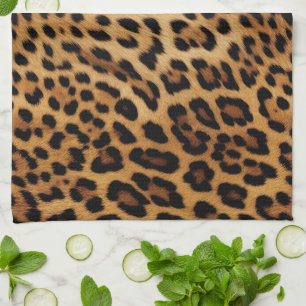 Chic Brown Leopard Print Doormat Tea Towel