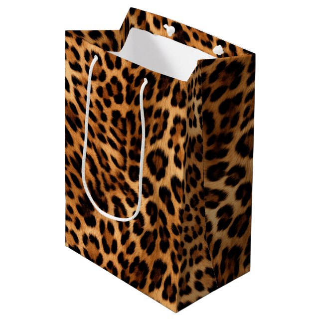 Chic Brown Leopard Print  Medium Gift Bag (Front Angled)
