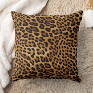 Chic Brown Leopard Print Pink Gold Cushion
