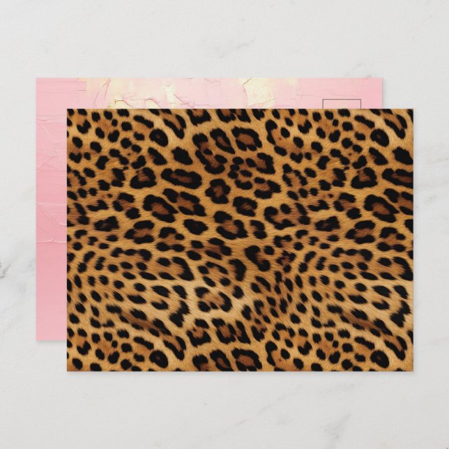 Chic Brown Leopard Print Postcard (Front/Back)