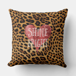 Chic Brown Leopard Print Shine Cushion