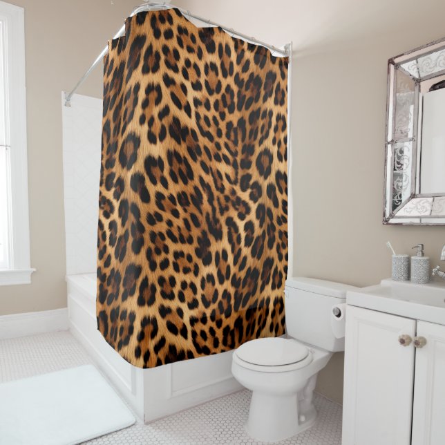 Chic Brown Leopard Print  Shower Curtain (In Situ)