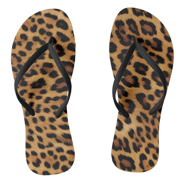 Chic Brown Leopard Print Thongs (Footbed)