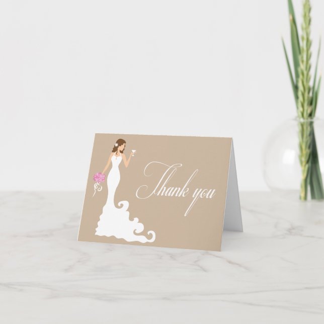 Chic Brown Modern Bride Thank You Card (Front)