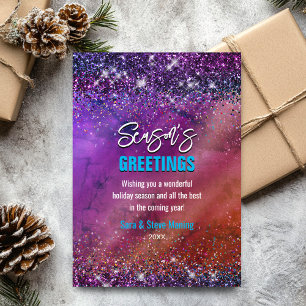 Chic brown purple glitter Christmas new year