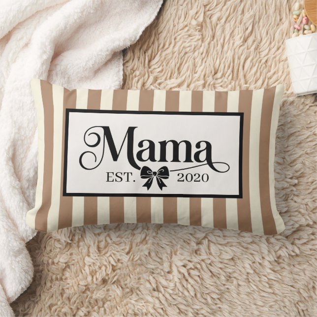 Chic Brown Striped Custom Mama Keepsake Lumbar Cushion (Blanket)