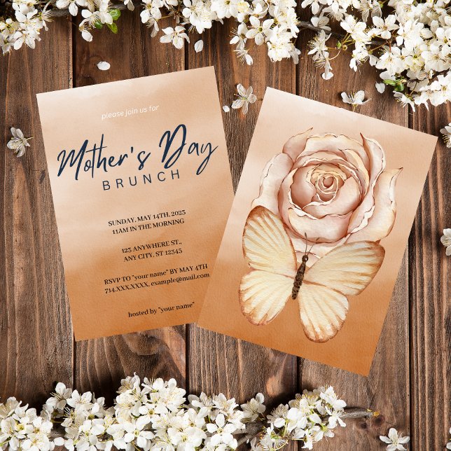 Chic Brown Watercolor Mother’s Day Invite (Creator Uploaded)