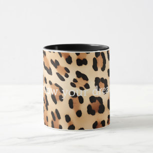 Chic Brown White Leopard Print Mug
