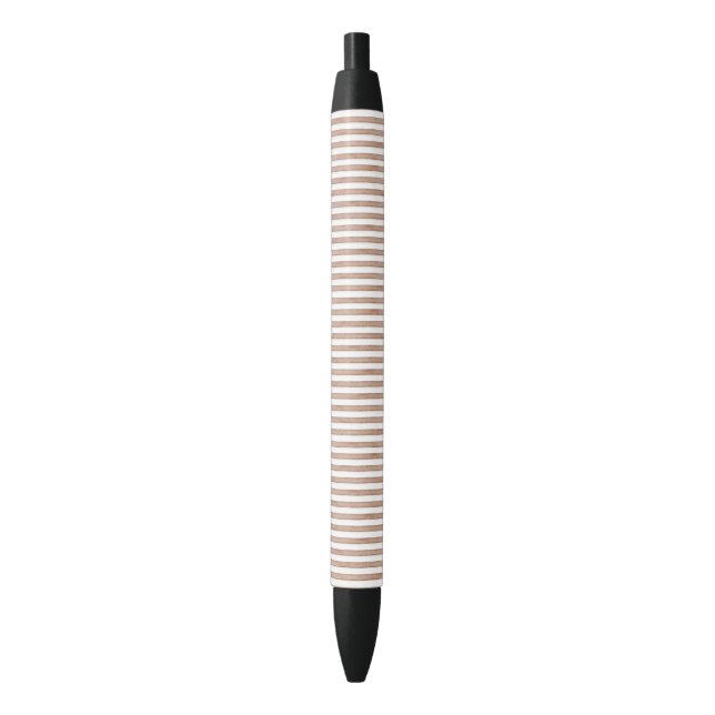 Chic Brown White Stripes Black Ink Pen (Front Vertical)