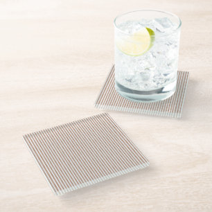 Chic Brown White Stripes Glass Coaster