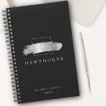 Chic Brush Stroke Black Faux Silver Brush Monogram Planner<br><div class="desc">Chic Brush Stroke Black Faux Silver Brush Elegant Monogram Planner. Easy to customise elegant script monogram typography paired with classic serif font design. Perfect Christmas or birthday monogrammed gift idea!</div>