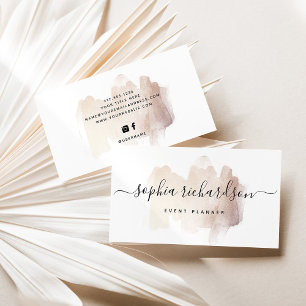 Chic Brush Stroke   Faux Rose Gold on White Business Card