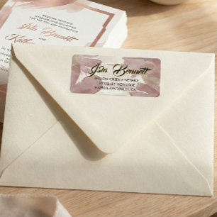 Chic Brush Stroke   Faux Rose Gold on White Label