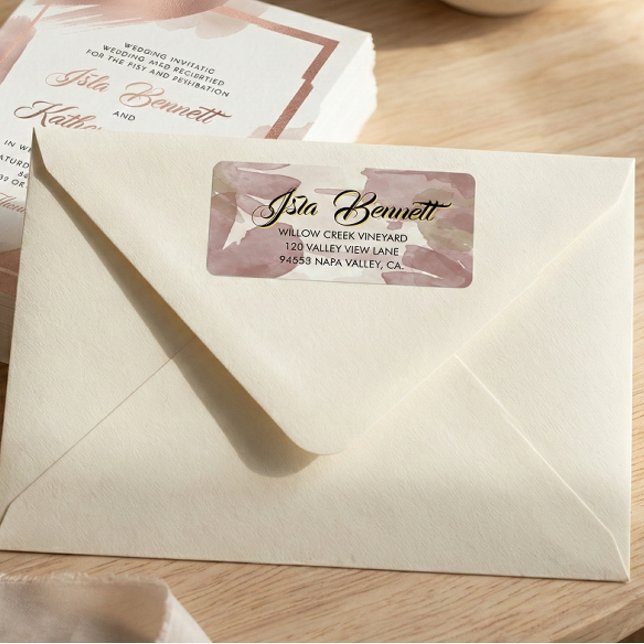 Chic Brush Stroke | Faux Rose Gold on White Label (Creator Uploaded)