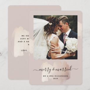 Chic Brush Stroke   Merry and Married Photo Holiday Card