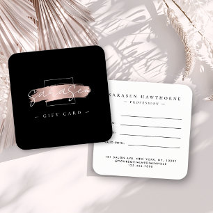 Chic Brush Stroke Rose Gold Black Gift Certificate