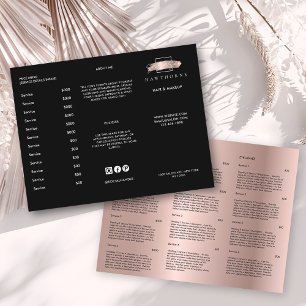 Chic Brush Stroke Salon Price List Services Menu