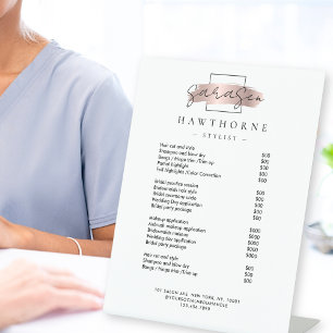 Chic Brush Stroke Salon Price List Services Modern Pedestal Sign