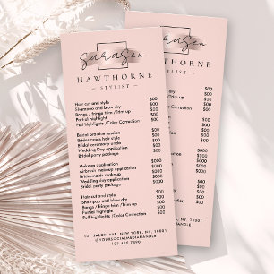 Chic Brush Stroke Salon Price List Services Modern Rack Card
