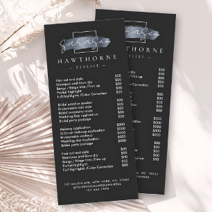 Chic Brush Stroke Salon Price List Services Modern Rack Card