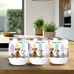 Chic Brushstroke Easter Cow Wine Tumbler