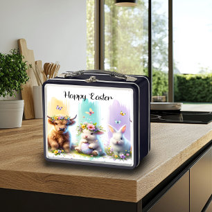 Chic Brushstroke Highland Cow Easter Lunchbox