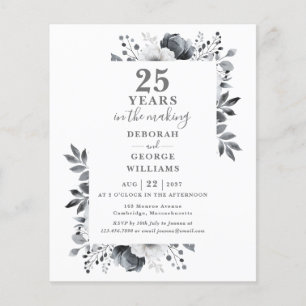 Chic Budget 25th Wedding Anniversary Floral Invite