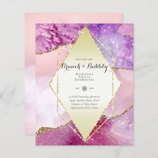 CHIC BUDGET BRUNCH and BUBBLY AGATE GLITTER Inv (Front/Back)