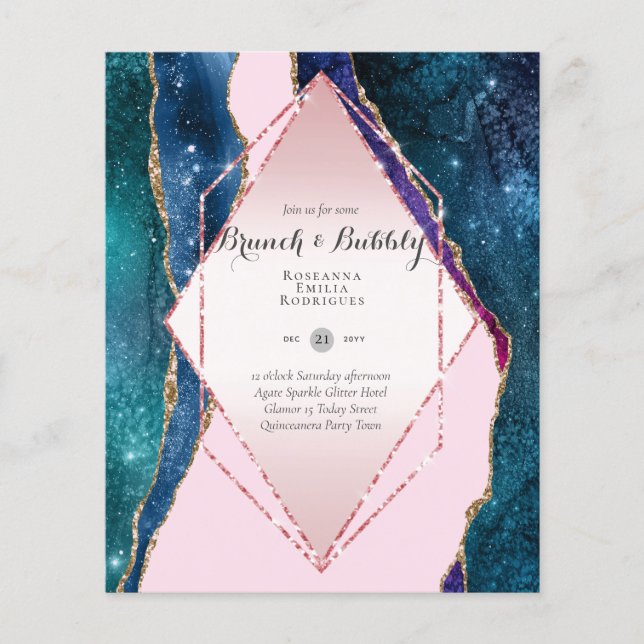 CHIC BUDGET BRUNCH and BUBBLY AGATE GLITTER Inv Flyer (Front)