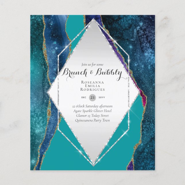CHIC BUDGET BRUNCH and BUBBLY AGATE GLITTER Inv Flyer (Front)