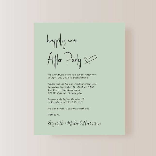 Chic Budget Sage Wedding Reception Invitation (Creator Uploaded)