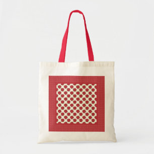 Chic Budget Tote Bag: Red Roses on Cream Ivory Bag