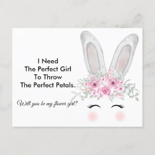 Chic Bunny Wedding Flower Girl Proposal Postcard