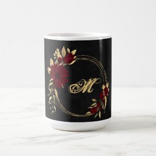 Chic burgundy and gold black coffee mug