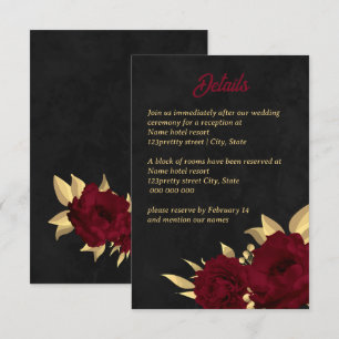 Chic burgundy and gold black wedding enclosure card