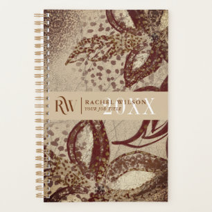 Chic Burgundy and Gold Floral Drawing Texture Planner