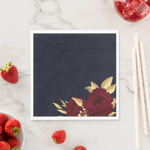 Chic burgundy and gold navy blue napkin