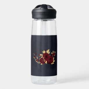 Chic burgundy and gold navy water bottle