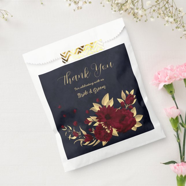 Chic burgundy and gold navy wedding favour bag (Sealed)