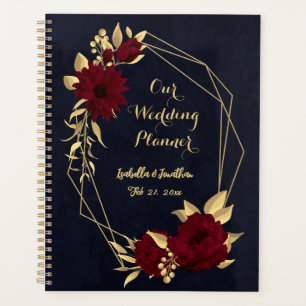 Chic burgundy and gold navy wedding planner