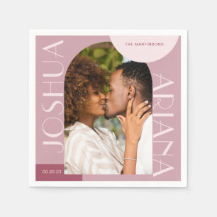 Chic Burgundy Arch Photo Wedding Napkin