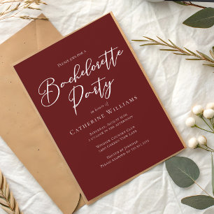 Chic Burgundy Bachelorette Party Invitation