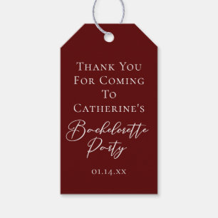 Chic Burgundy Bachelorette Party Personalised Gift Tags
