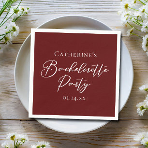Chic Burgundy Bachelorette Party Personalised Napkin