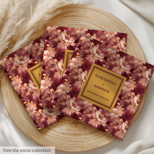 Chic Burgundy Blush Gold Wedding Cloth Napkins